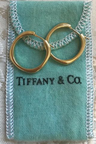 Vintage Tiffany & Co.  18k Gold Hoop Earrings,  3/4  Gold Hoop