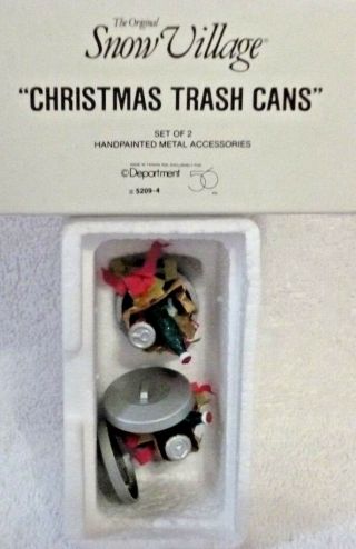 Dept 56 Snow Village Christmas Trash Cans - 52094