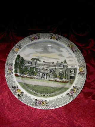 Vtg Old English Staffordshire Ware Souvenir Plate Home Of Franklin D Roosevelt