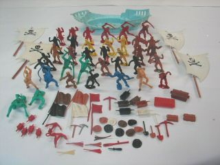 Pirate Land Playset Figures & Accessories Ship Flag Sword Marx Mpc