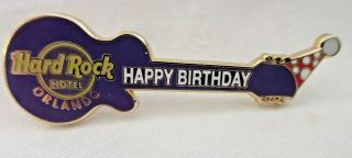 Orlando Florida Hard Rock Cafe Guitar Pin Purple Enameled Happy Birthday Pinback