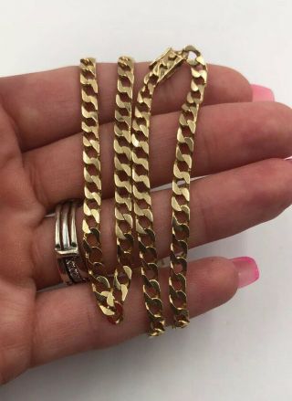 Vintage Authentic 14k Solid Yellow Gold Curb Chain Necklace 18in Long