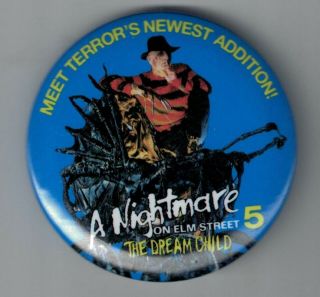 Vintage 2 1/4 " Nightmare On Elm Street 5 Promo Pinback Button Nos