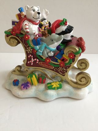 Christmas Collectible Sea World Sled With Dolphin Whale Penguin And Polar Bear