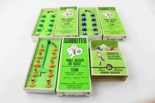4 Vintage Subbuteo Table Soccer.  00 Scale Teams / Accessories In Boxes
