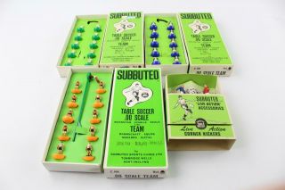 4 Vintage SUBBUTEO Table Soccer.  00 Scale TEAMS / Accessories In Boxes 2