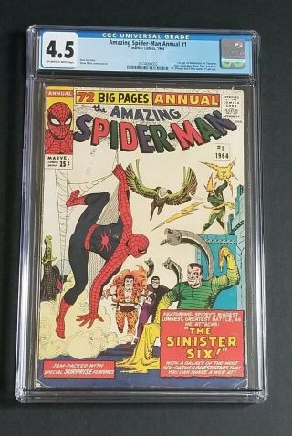 Spider - Man Annual 1 • Cgc 4.  5 • 1st Sinister Six •next Spidey Film