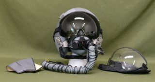 1980s Vintage Hgu - 48/p Fighter Pilot Helmet With Gentex Mask,  Visors W/ Covers