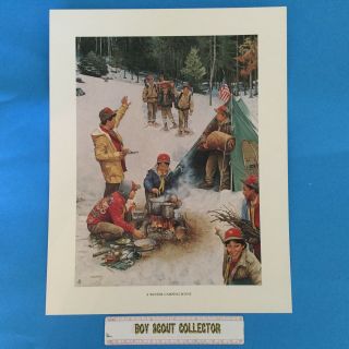 Boy Scout Joseph Csatari Print 11 " X14 " A Winter Camping Scene