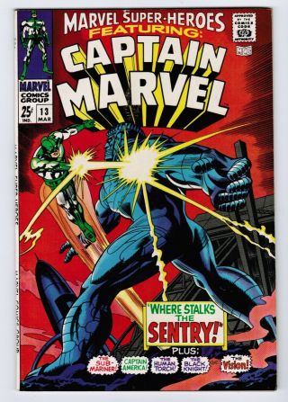 Captain Marvel 1968 - Marvel Heroes 13 - Est.  9.  4 Near