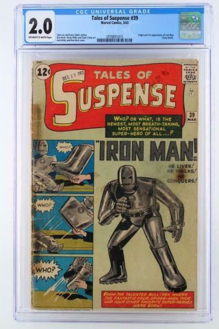 Tales Of Suspense 39 - Cgc 2.  0 Gd - Marvel 1963 - Origin & 1st App Iron Man