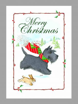 Scottish Terrier Christmas Cards,  Box Of 16 Cards & 16 Envelopes