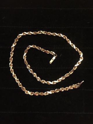 Estate Vtg 14k Yellow Gold Diamond Cut Rope Chain 28g.  18in Heavy Italy 4.  5mm