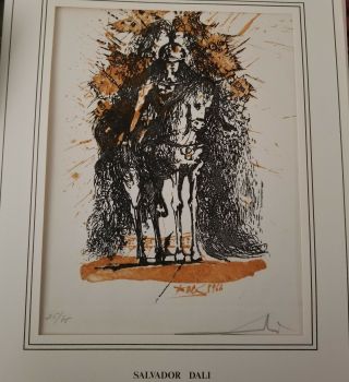 Salvador Dalí - Signed Knight With Helmet And Butterflies,  1975 Numbered 25/75