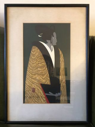 Kiyoshi Saito Japanese Woodblock Print Portrait Geisha Framed & Signed 2