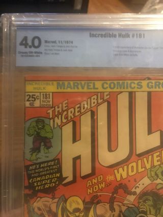 The Incredible Hulk 181 CBCS 4.  0 Should Press Up 1st App.  Wolverine Must Have 2
