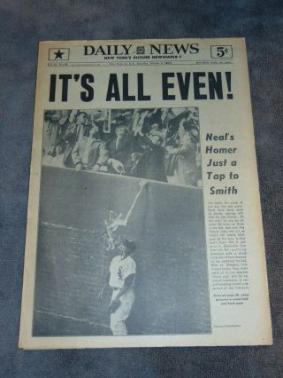 Oct.  3,  1959 Ny Newspaper: L.  A.  Dodgers & Chicago White Sox World Series Tied