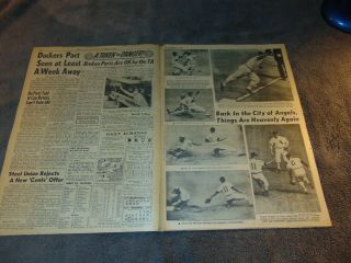 OCT.  3,  1959 NY NEWSPAPER: L.  A.  DODGERS & CHICAGO WHITE SOX WORLD SERIES TIED 2