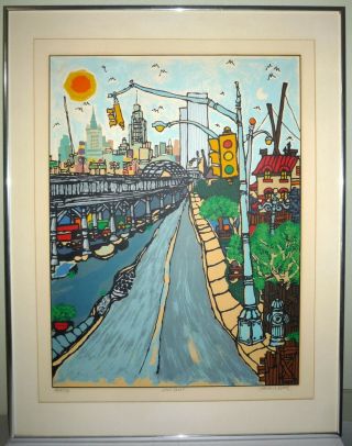 Edward Sokol " West Street " Serigraph Signed Numbered Artist Approved Art Print