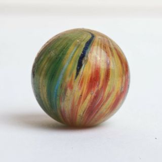 Antique/vintage Onion Skin Glass Marble Red Yellow Green Blue German? 2cm