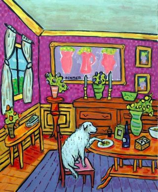 Great Pyrenees Dog Art Print Poster Gift Modern Folk Jschmetz 8x10 Dining Room
