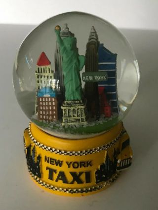 Nyc Taxi Skyline Snow Globe 3.  5 Inches Tall York City Snow Globe