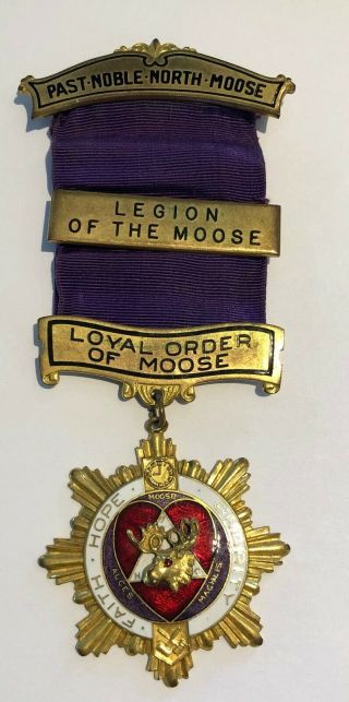 Loyal Order Of The Moose Legion Medal Ruby Eye Gold Filled Badge Vintage