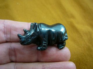 (y - Rhi - 560) Rhino Rhinoceros Black Gemstone Figurine Gem Carving I Love Rhinos