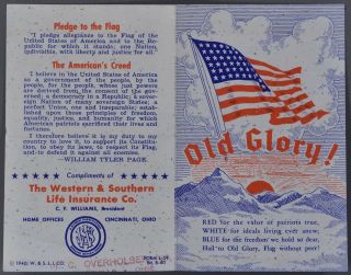1940 Wwii Patriotic Brochure Old Glory Flag Rules Pledge And American 