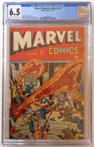 Marvel Mystery Comics 67 Cgc 6.  5 C/ow Schomburg Torch Robbery Timely Cover