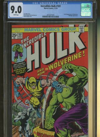 Incredible Hulk 181 Cgc 9.  0 | Marvel 1974 | 1st Full Wolverine.  Wendigo App.