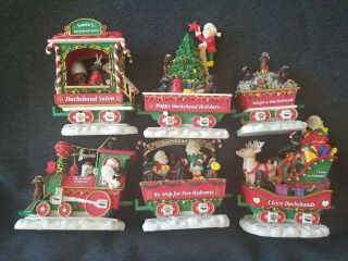 Danbury Dachshund Express Christmas Train 6 Cars Cute
