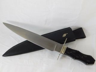 Vtg Fred Ott Custom Civil War Style Ebony Coffin Handle Bowie Knife & Sheath 15 "