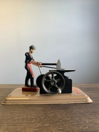 Fleischmann No.  232 - Tin Toy Steam Engine - Blacksmith & Anvil Workmen Hammer