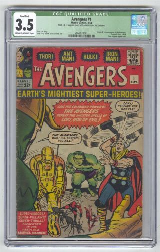 Avengers 1 Cgc 3.  5 Vintage Marvel Comic Mega Key 1st Team Silver 12c