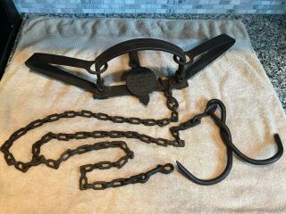 Vintage Newhouse 4 1/2 Double Long Spring Wolf Trap Trapping Victor Sargent