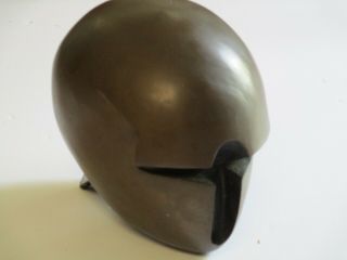 Vintage Space Helmet Mask Masque Bronze Metal Head Sculpture Futurist Alien 1970