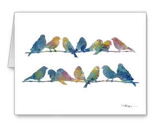 Blue Finches Note Cards With Envelopes