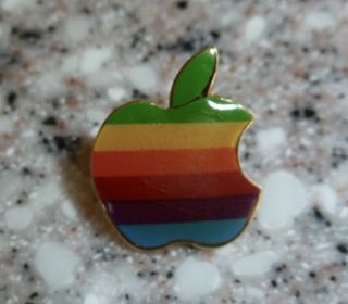Vintage Apple Macintosh Computer Rainbow Logo Lapel Pin,  Steve Jobs