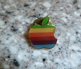 Vintage APPLE Macintosh Computer Rainbow Logo Lapel Pin,  Steve Jobs 3