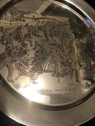 24kt Gold On Sterling Silver Vintage Danbury 1973 Currier & Ives Plate 1673 3