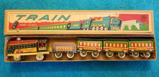 Nos Vintage Tin Toy Train Set No.  H5435 Tin Litho Japan Nib