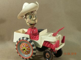 Marx Windup Jeep Toy Tin/plastic Vintage Howdy Doody Cowboy Sheriff Sam