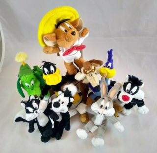 9 Vintage Looney Toones 1999 Warner Brothers Cartoon Mini Plush Bean Bag Toys