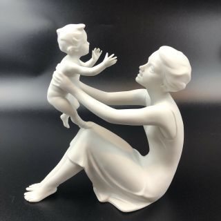 Kaiser Germany Bisque Figurine 398 Mother And Child Baby Boy Signed G.  Bochmann