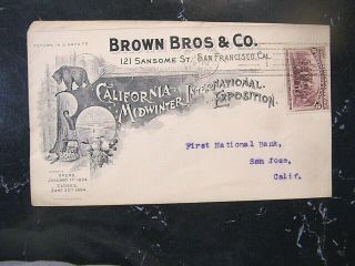 1894 Midwinter Exposition Cover/envelope - Brown Bros & Co.  - San Francisco,  Cal