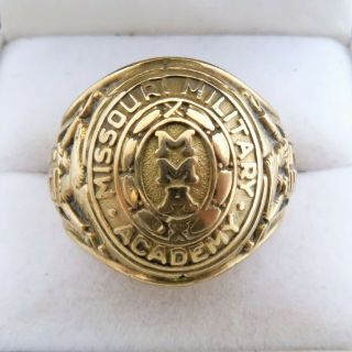 1957 Vintage 10k Yellow Gold Missouri Military Academy Ring (15.  6g,  Size 9.  5, )