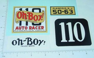 Kiddie Toy Co.  Oh Boy 110 Racer Sticker Set Ob - 001