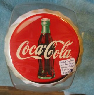 Coke Coca Cola Canister Cookie Jar Glass With Ceramic Lid Anchor Hocking