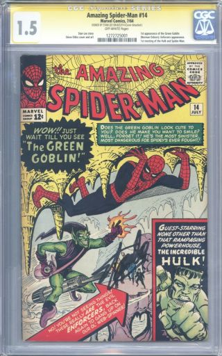 Spider - Man 14 Vol 1 Cgc 1.  5 Ss Signed By Stan Lee 1st App Green Goblin